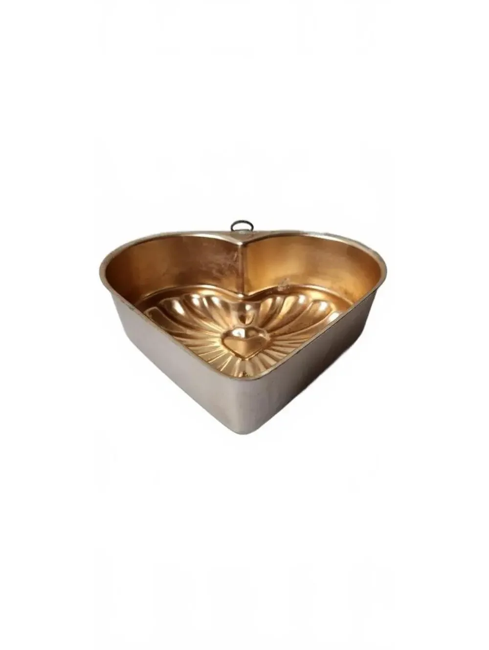 Vintage Heart-Shaped Metal Mold with Embossed Design